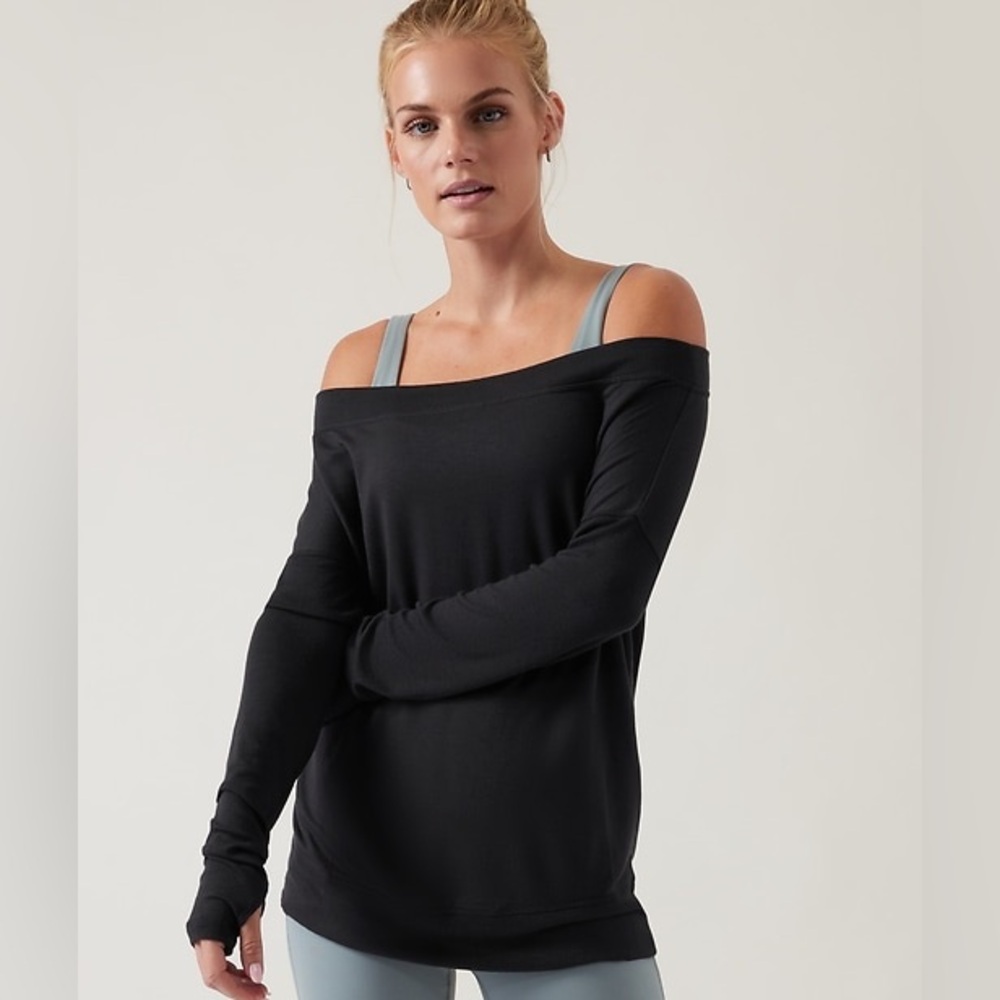 Athleta Studio Barre Sweatshirt in Navy Size Small Petite